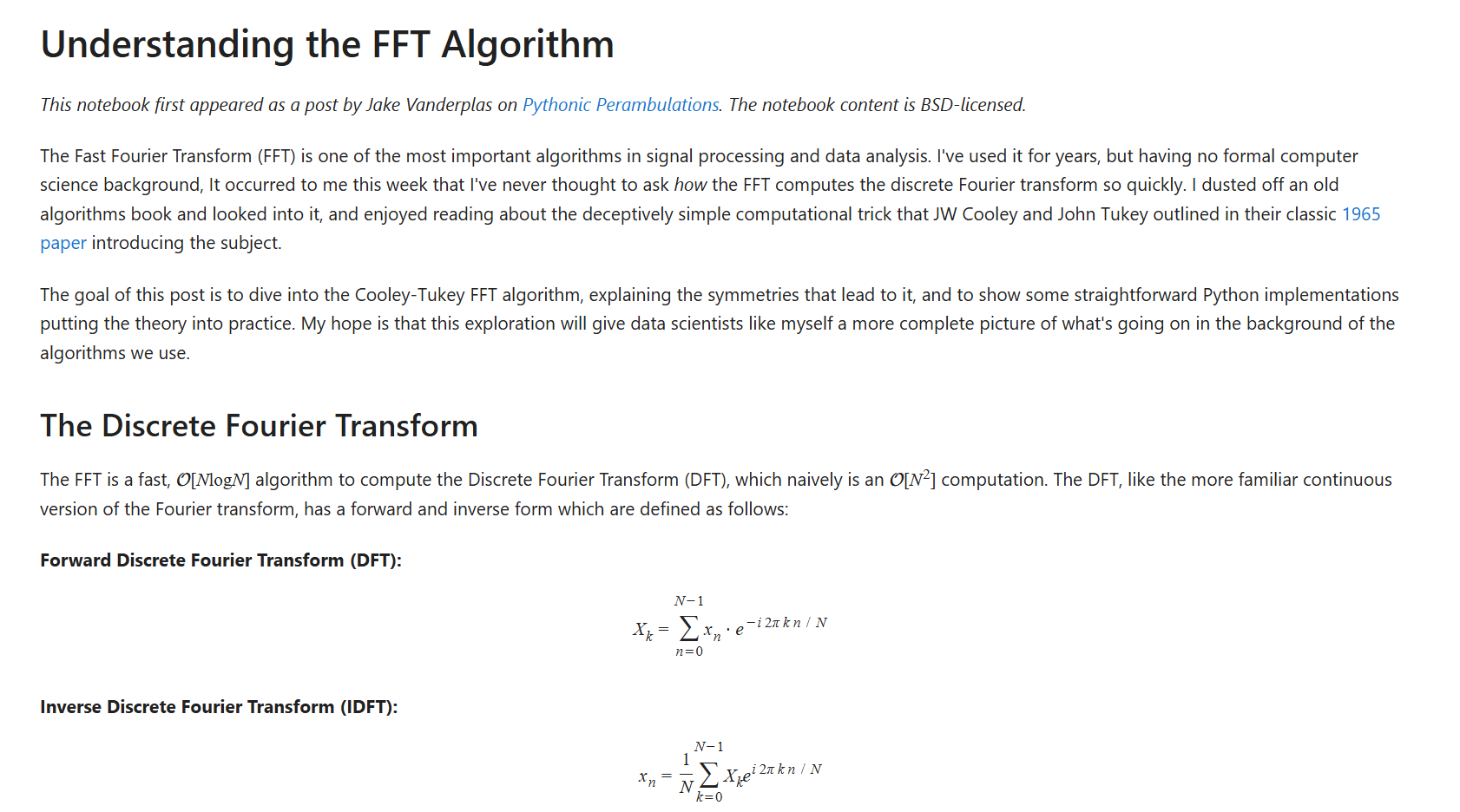 DFT vs. FFT jupyter notebook