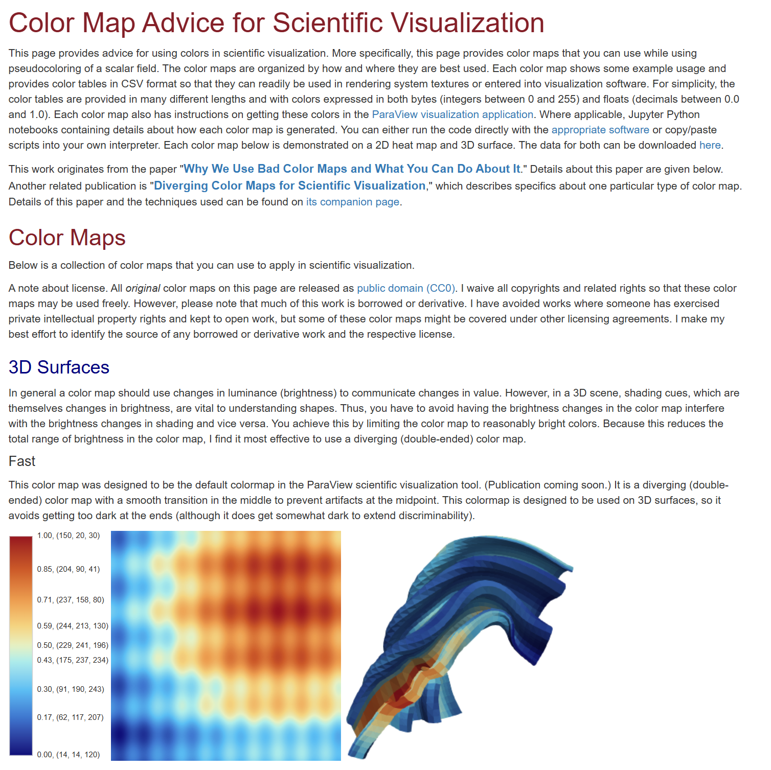 Rainbow color map perception artifacts