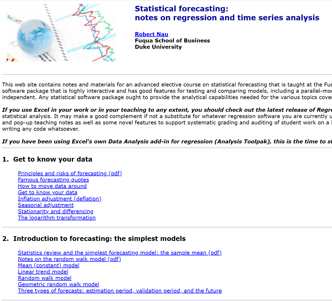 notes on regression and time series analysis
