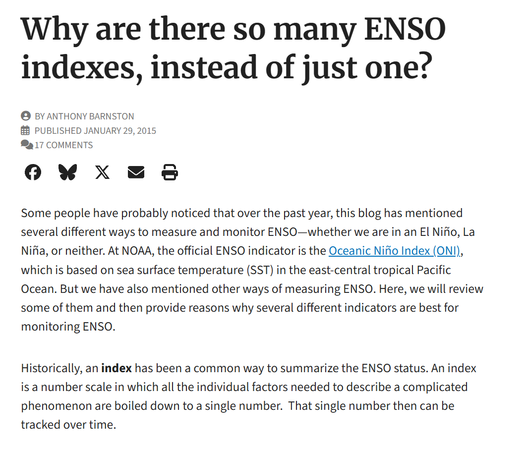 Why are there so many ENSO indexes?