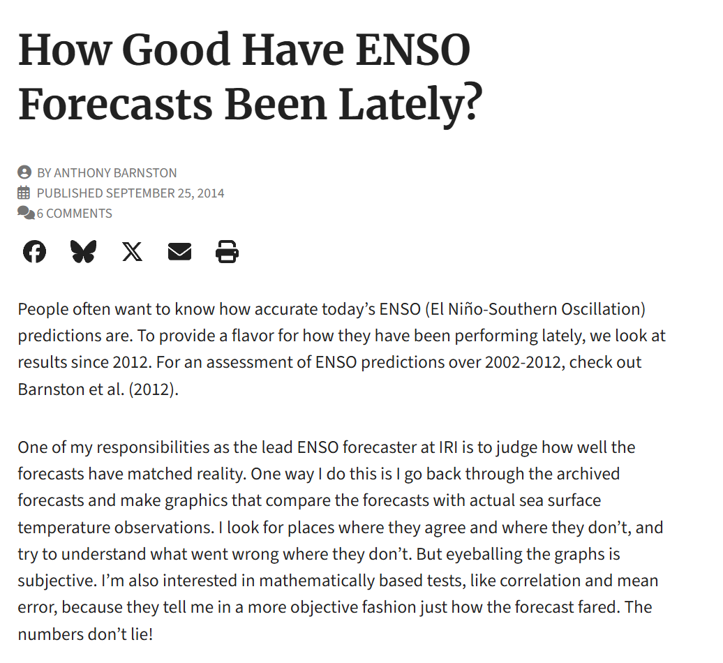 How Good Have ENSO Forecasts Been Lately?