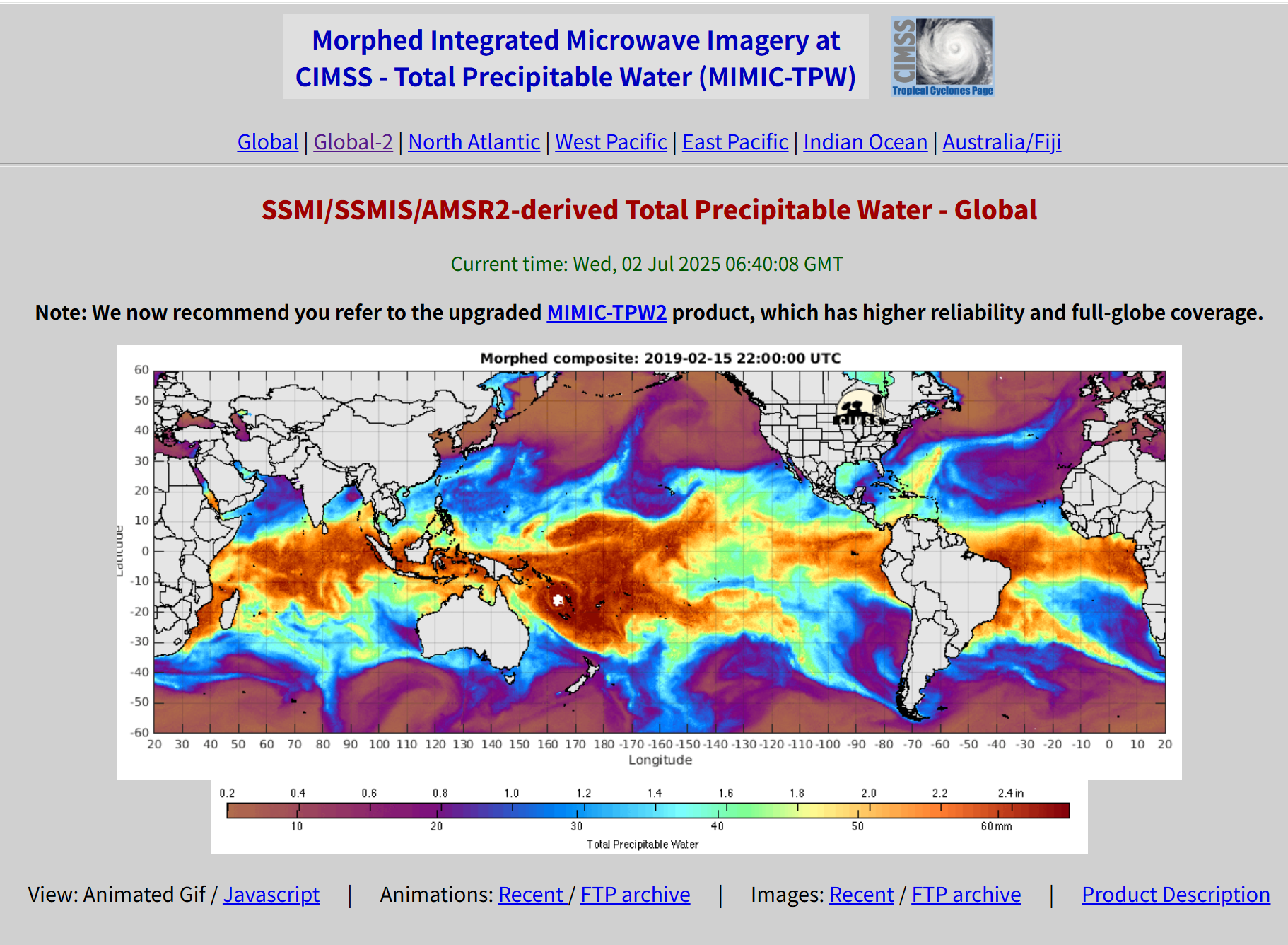 MIMIC-TPW ver.2 (Total Precipitable Water)